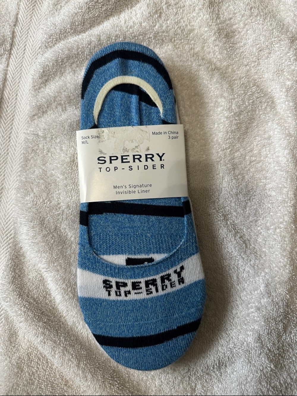 Sperry Top Sider Men's Signature Invisible Liner No Show Socks 3 Pack 9.5-13 M/L